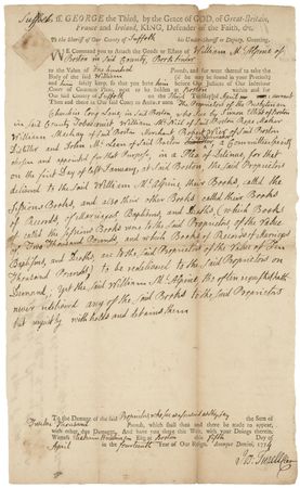 Lot #3 John Adams: Attorney Adams files a lawsuit between a bookbinder and the Presbyterian Church - Image 1
