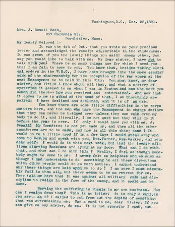 Lot #156 Clara Barton: ?I cannot understand why these things are laid upon me to do! I am sure I must miserably fail in them all, but there seems to be no retreat? - Image 1
