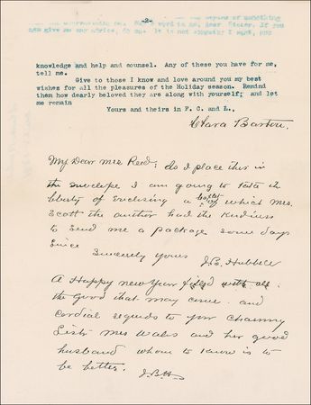Lot #156 Clara Barton: ?I cannot understand why these things are laid upon me to do! I am sure I must miserably fail in them all, but there seems to be no retreat? - Image 2