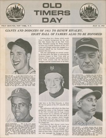 Lot #1266 Jackie Robinson and Friends: Robinson renews a rivalry at a Mets Old Timers gathering - Image 1