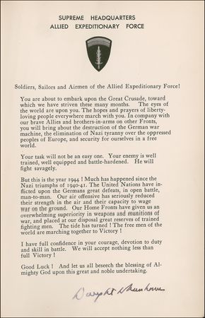 Lot #43 Dwight D. Eisenhower: Ike signs his limited-edition memoir of World War II on the D-Day Order - Image 1