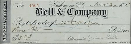Lot #155 Alexander Graham Bell: The father of the telephone cuts a company check - Image 2