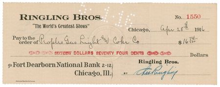 Lot #1033 Ringling Brothers: A three ring circus of Ringling Brothers checks - Image 2