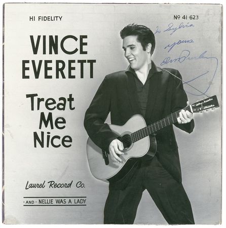 Lot #790 Elvis Presley: The only known signed copy of “The World’s Rarest Picture Sleeve,” obtained on the set of Jailhouse Rock - Image 1