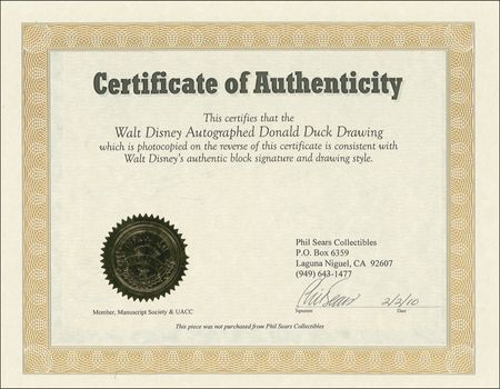 Lot #605 Walt Disney: A rarely seen original sketch drawn by the hand of Donald Duck?s creator - Image 3