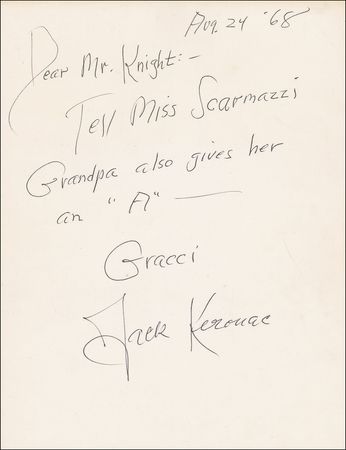 Lot #532 Jack Kerouac: Tongue in cheek, Kerouac grades a term paper on Maggie Cassidy - Image 1