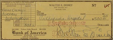 Lot #607 Walt Disney Check - Image 2
