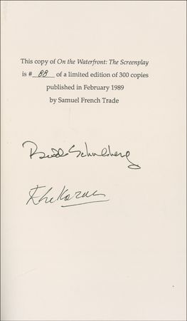 Lot #1016 On The Waterfront: Kazan and Schulberg Book - Image 1
