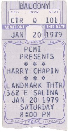 Lot #732 Harry Chapin Ticket Stub - Image 2