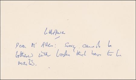 Lot #477 W. H. Auden Signed Note - Image 1