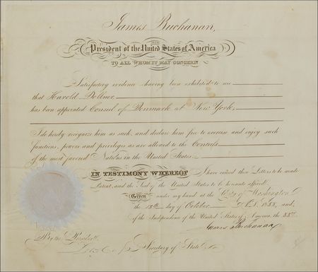 Lot #10 James Buchanan: Buchanan appoints a Danish diplomat - Image 1
