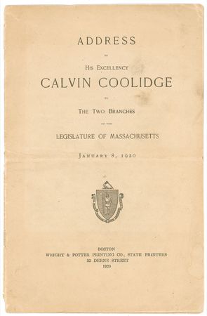 Lot #37 Calvin Coolidge Printed Speech - Image 1