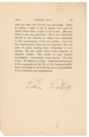 Lot #37 Calvin Coolidge Printed Speech - Image 2