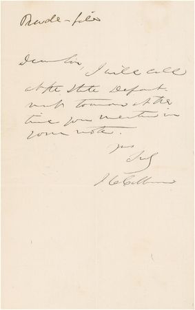 Lot #164 John C. Calhoun: Arranging a meeting with Daniel Webster - Image 1