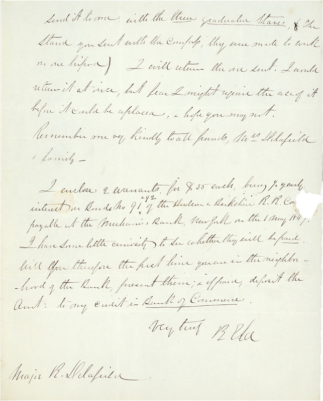 Lot 375 Robert E. Lee: Returning to Baltimore after distinguishing himself in the Mexican–American War, Lee reveals an attention to detail that will later make him famous
