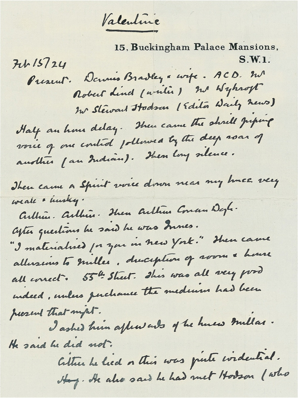 Lot 547 Arthur Conan Doyle: The Sherlock Holmes author recounts his ghostly encounter