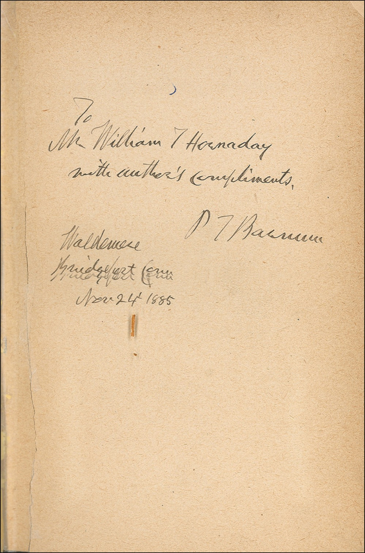 Lot 873 P. T. Barnum: Barnum signs his autobiography