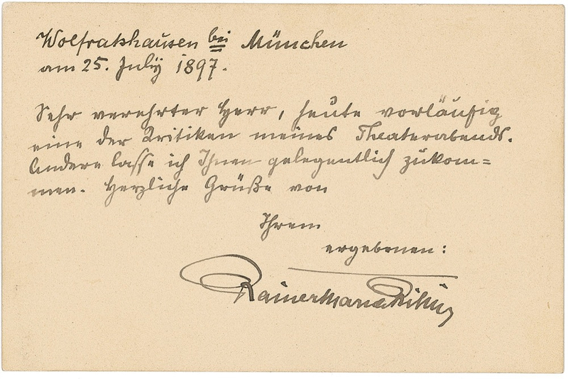 Lot 602 Rainer Maria Rilke Handwritten Letter Signed