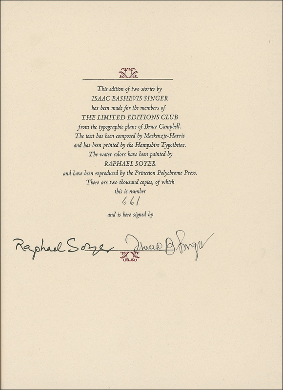 Lot 615 Isaac Singer and Raphael Soyer Book