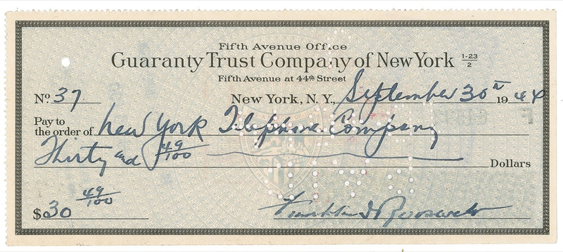 Lot 146 Franklin D. Roosevelt Check