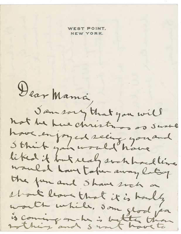 Lot 390 George S. Patton: Patton mentions his future wife as he writes his mother from West Point