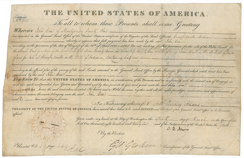 Lot 1 John Quincy Adams Signed Document