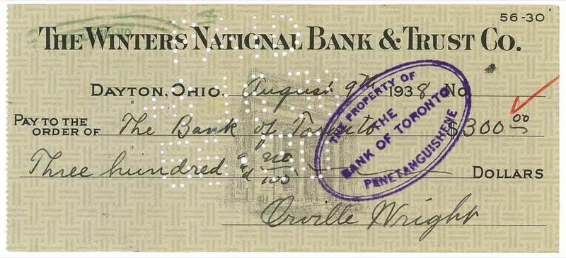 Lot 511 Orville Wright Check