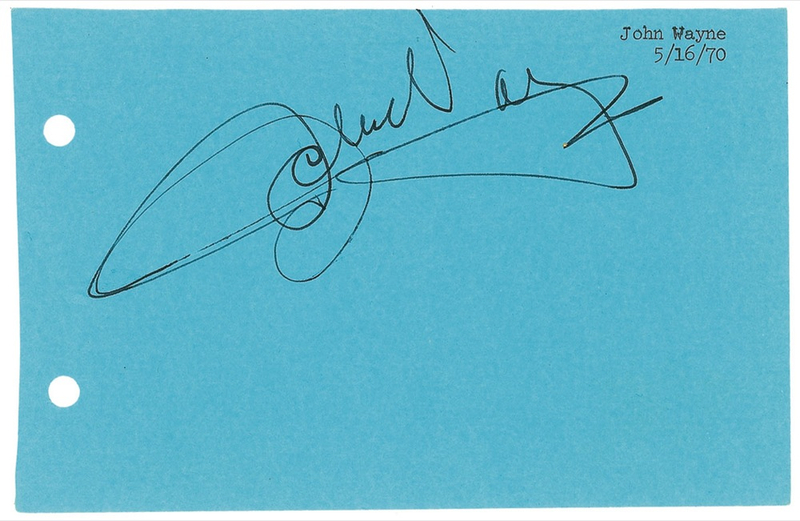 Lot 1122 John Wayne Signature