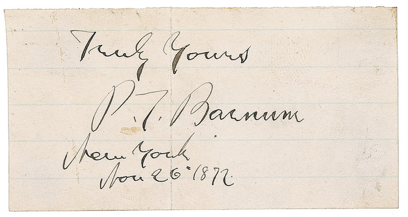 Lot 874 P. T. Barnum Signature