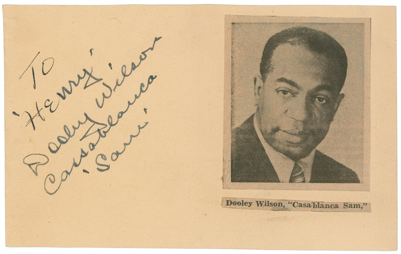 Lot 905 Casablanca: Dooley Wilson Signature