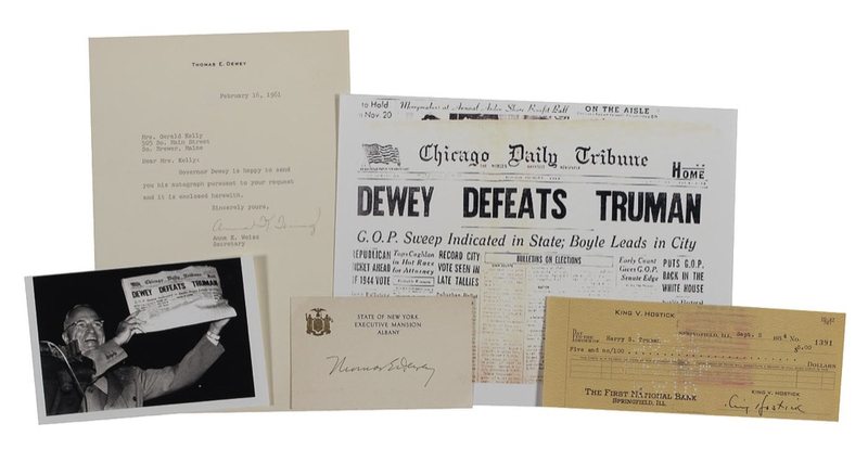 Lot 161 Harry S. Truman and Thomas Dewey Check and Signature