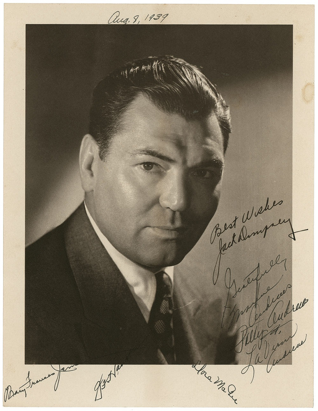 Lot 1188 Jack Dempsey and the Andrews Sisters: A one-two punch of Dempsey and the Andrews Sisters
