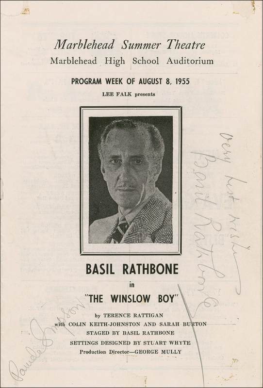 Lot 1073 Basil Rathbone Program