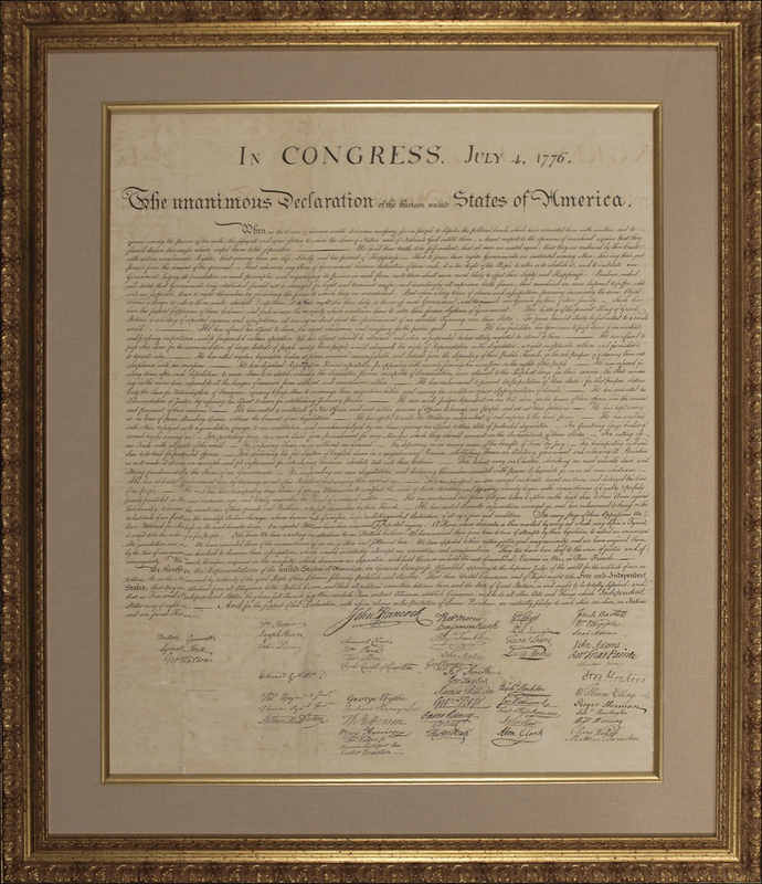 Lot 212 Declaration of Independence: Force’s striking and desirable reproduction of the Declaration