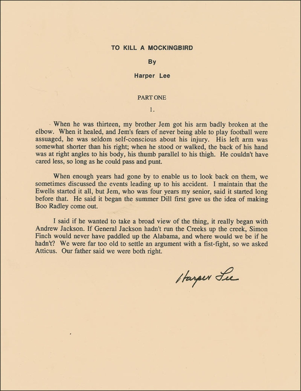 Lot 574 Harper Lee Typed Quote Signed