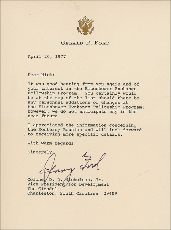 Lot 41 Gerald Ford Typed Letter Signed