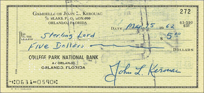 Lot 569 Jack Kerouac Check
