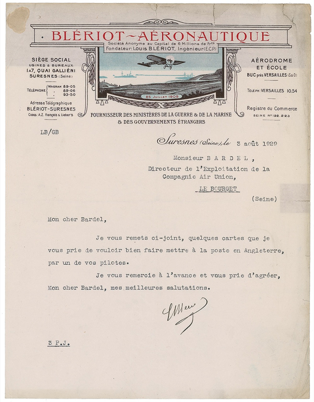 Lot 446 Louis Bleriot: Bleriot sends postcards to be mailed from England