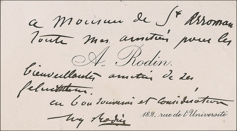 Lot 607 Auguste Rodin: The renowned sculptor signs his personal calling card