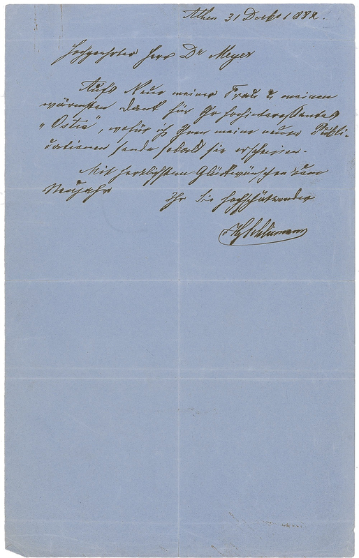 Lot 306 Heinrich Schliemann Handwritten Letter Signed