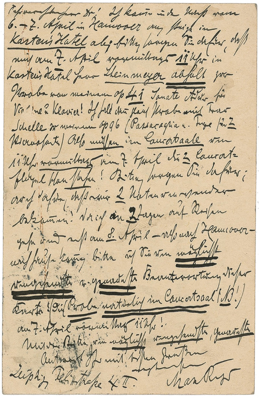 Lot 698 Max Reger Handwritten Letter Signed