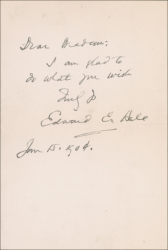 Lot 554 Edward Everett Hale Handwritten Letter Signed