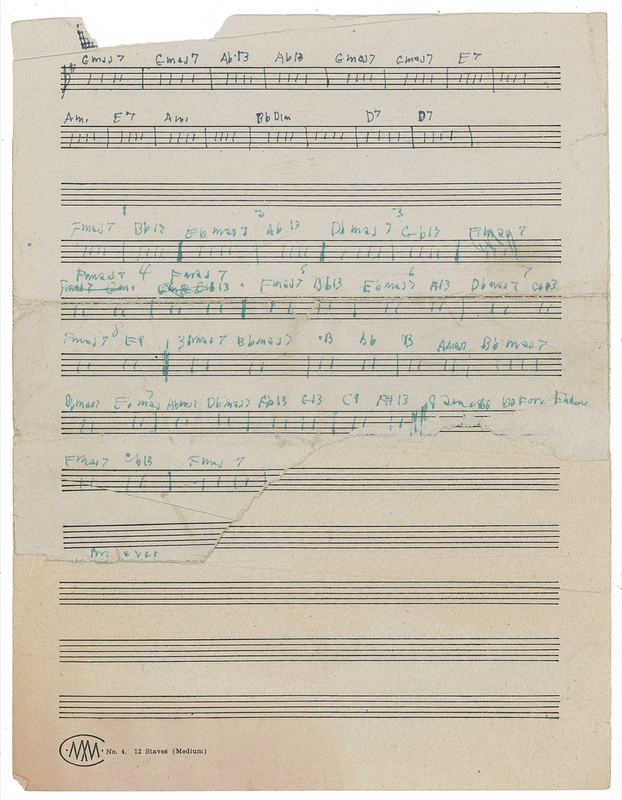 Lot 753 John Coltrane: Jazz great?s original music manuscript obtained from his estate