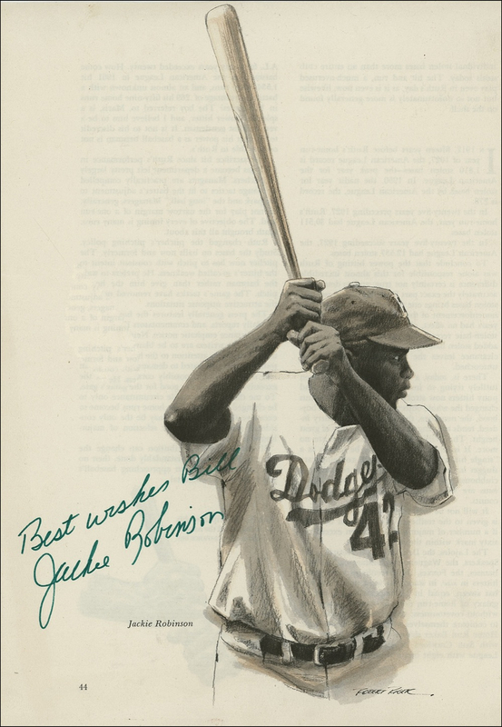 Lot 1279 Jackie Robinson: History-making Dodger beautifully signs a book portrait