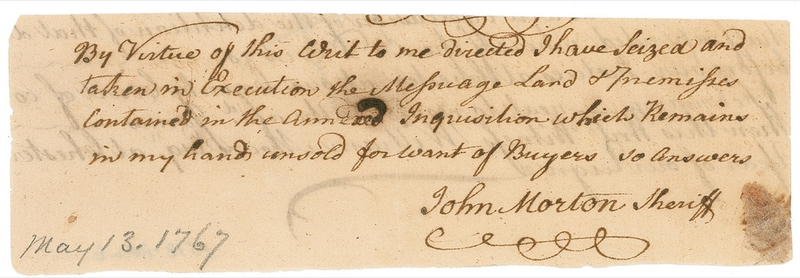 Lot 221 Declaration of Independence: Morton, John Signed Document