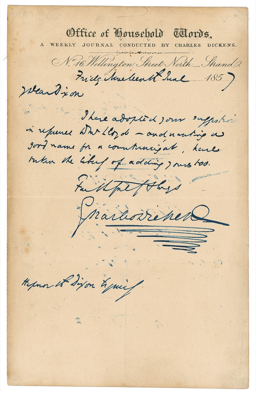 Lot 542 Charles Dickens: Writing in the year of Little Dorrit