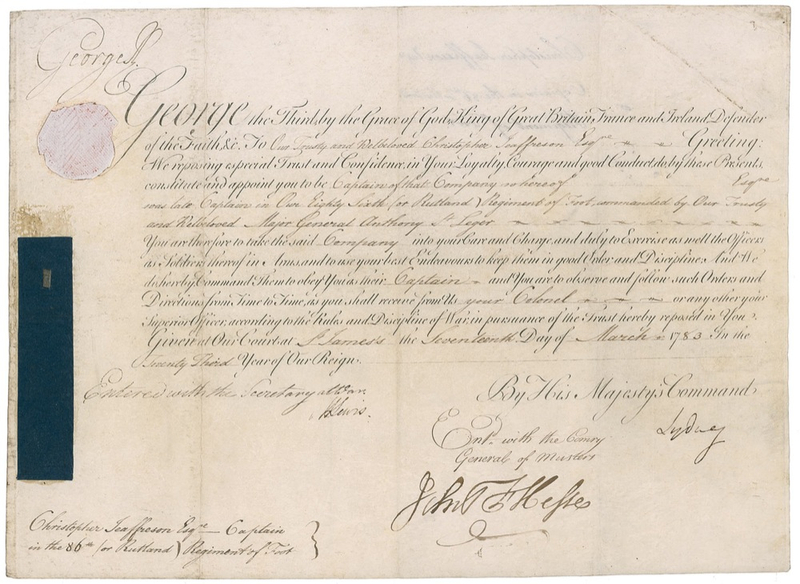 Lot 258 George III Signed Document