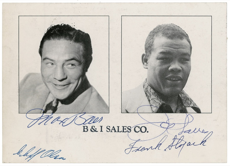 Lot 1247 Joe Louis and Max Baer: Former adversaries sign together