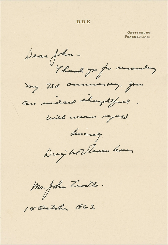 Lot 37 Dwight D. Eisenhower Handwritten Letter Signed