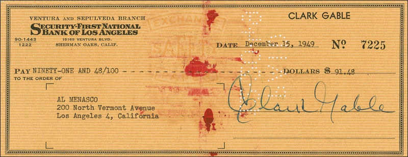 Lot 943 Clark Gable Check